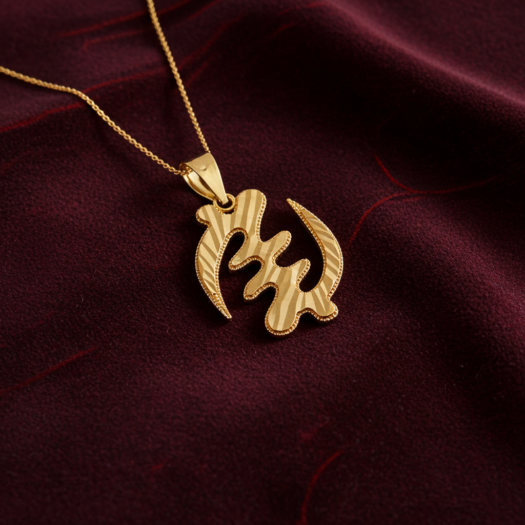 Gold African Adinkra Gye Nyame DC Pendant Necklace (yellow, white, rose gold, 10K, 14K)