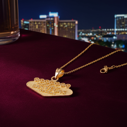 Gold Las Vegas Charm Necklace (yellow, white, rose gold, 10k, 14k)