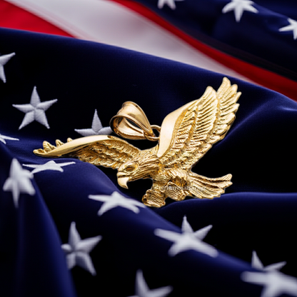 Gold Flying Eagle Pendant (10K, 14K, yellow, white gold)