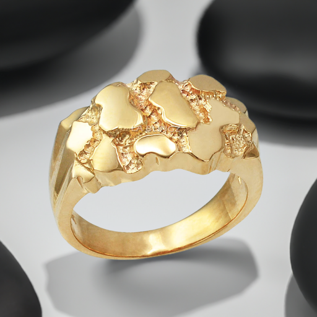 Polished Yellow Gold Nugget Ring