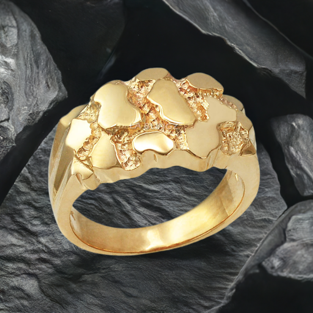 Polished Yellow Gold Nugget Ring