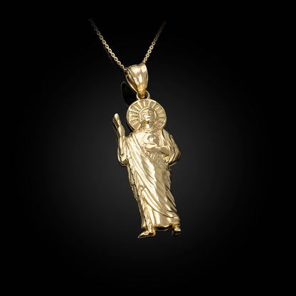 Gold St. Jude Sparkle-Cut Pendant Necklace