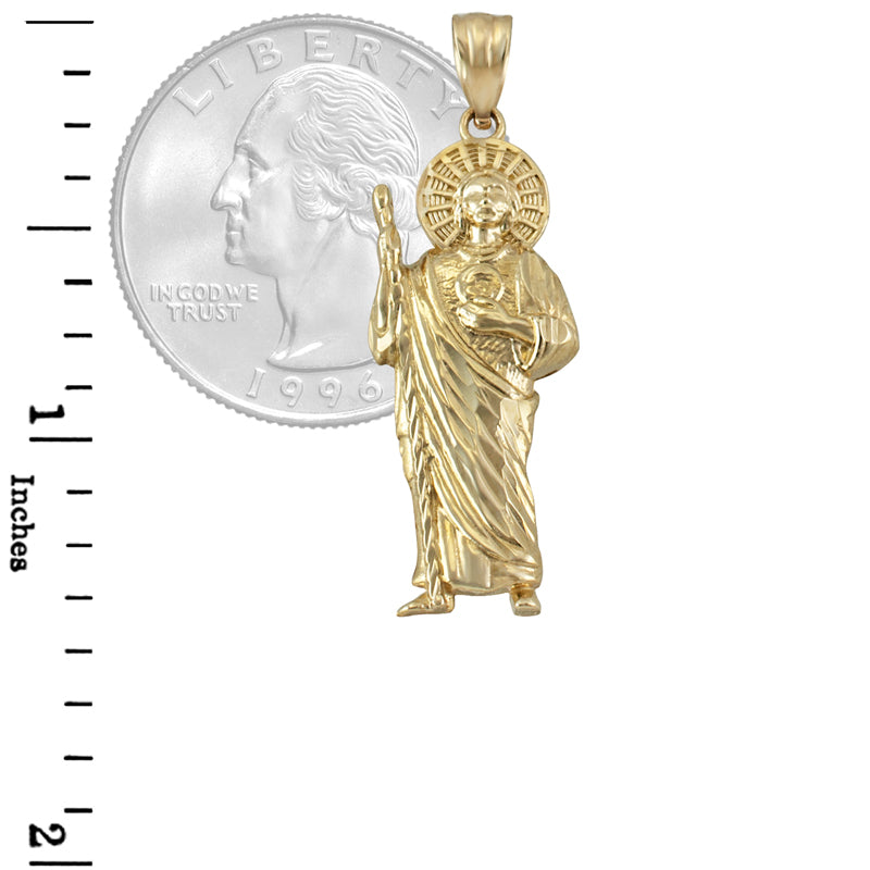 Gold St. Jude Sparkle-Cut Pendant Necklace