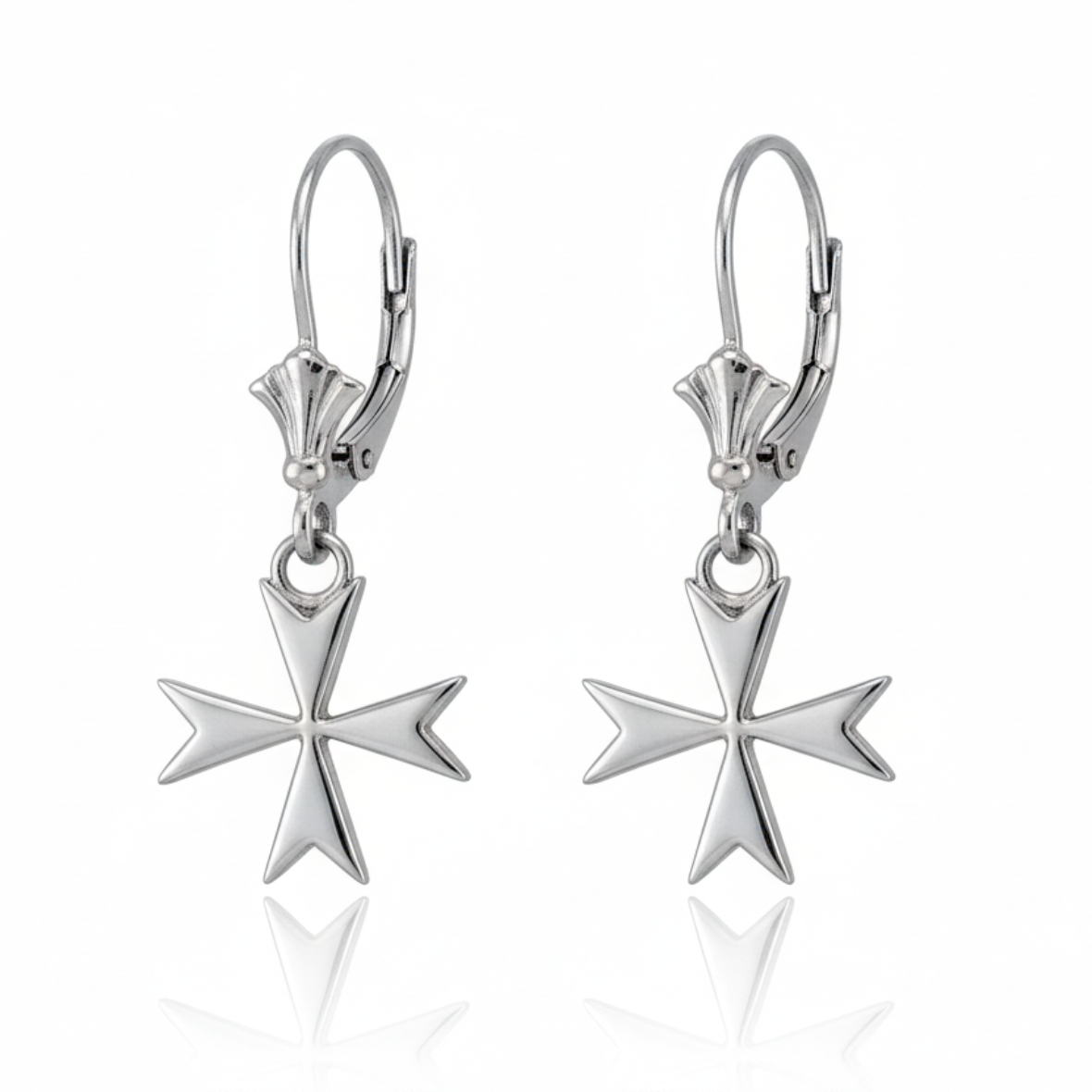 Sterling Silver Maltese Cross Earrings