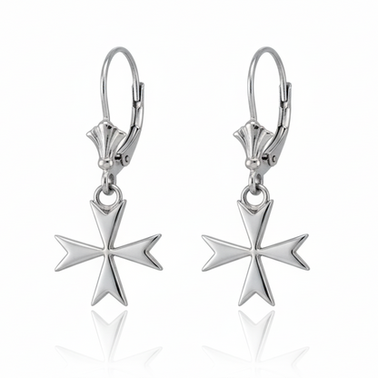 Sterling Silver Maltese Cross Earrings