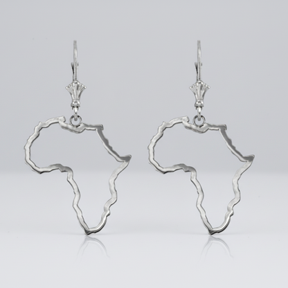 Sterling Silver Africa Map Open Design Earrings