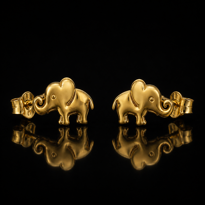Polished Gold Tiny Elephant Stud Earrings