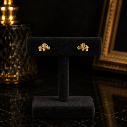 Polished Gold Tiny Elephant Stud Earrings