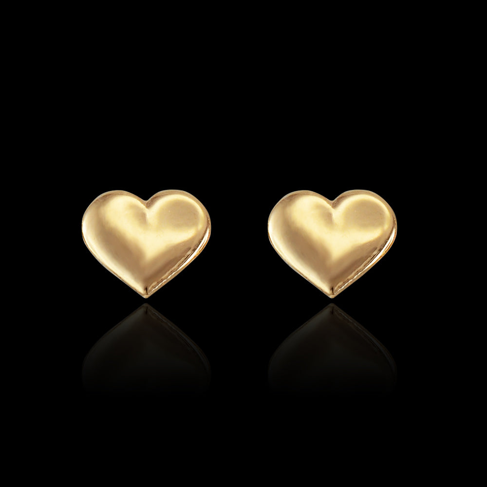 Polished Gold Heart Stud Earrings