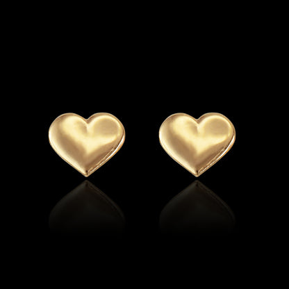 Polished Gold Heart Stud Earrings