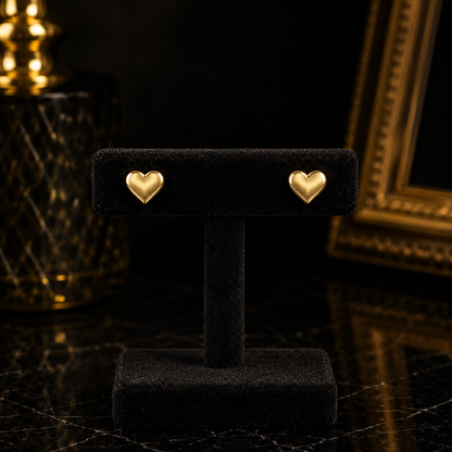 Polished Gold Heart Stud Earrings