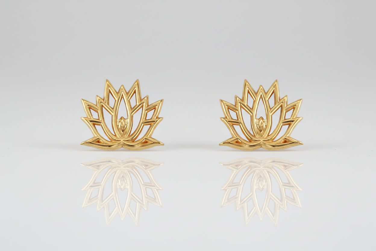 Gold Lotus Flower Yoga Stud Earrings