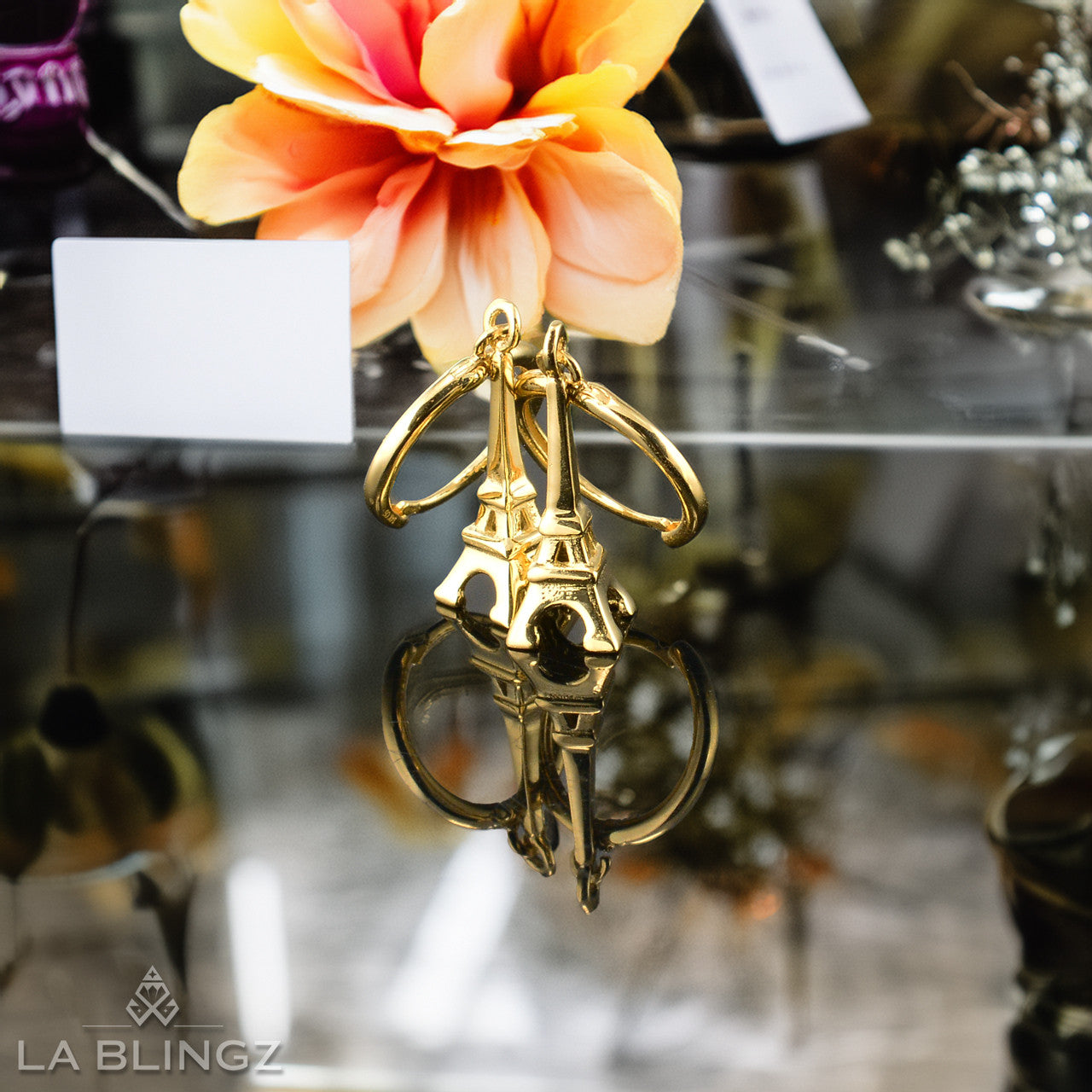 Gold Eiffel Tower Earrings Worn | Karma Blingz