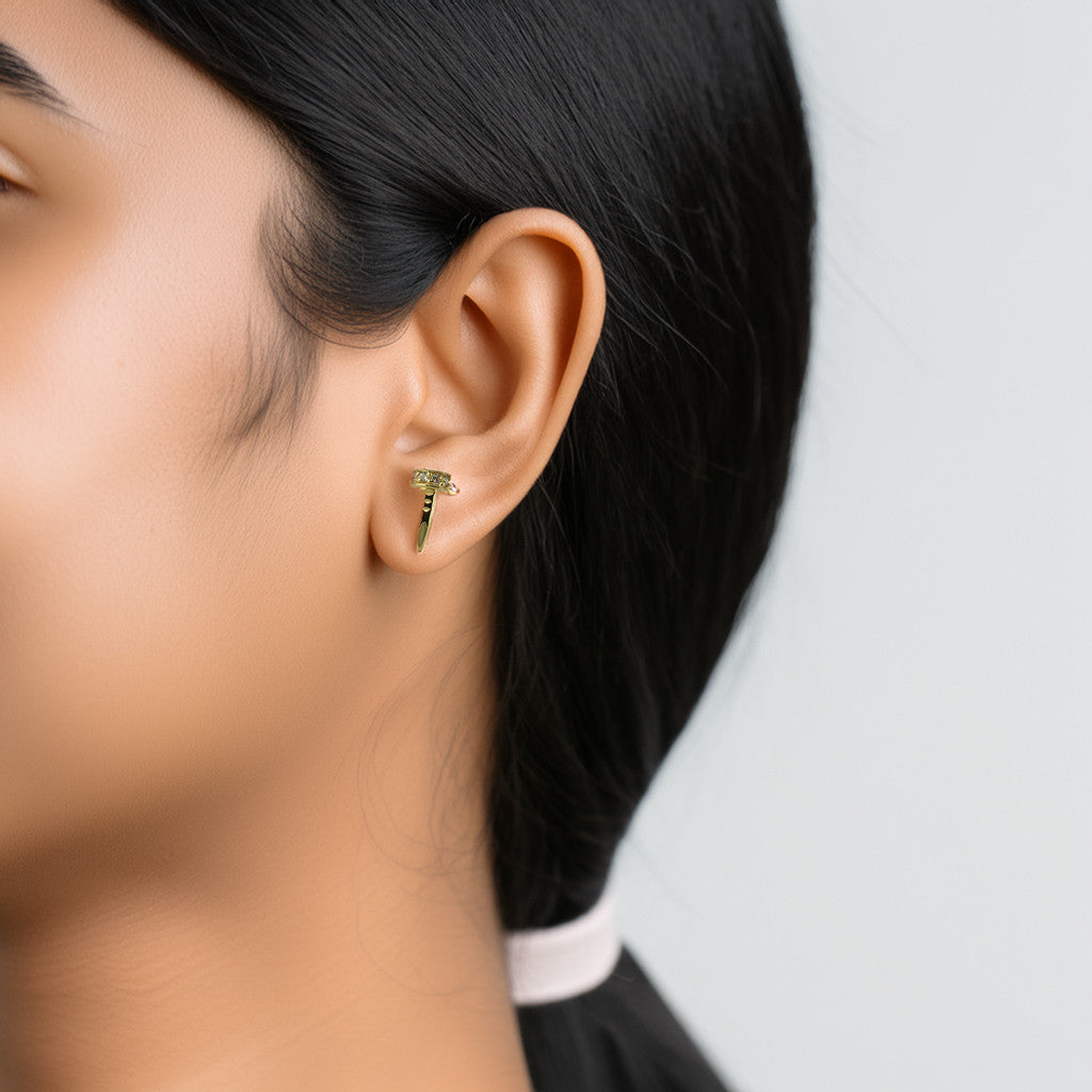 Diamond Nail Stud Earrings 14K Gold | Karma Blingz