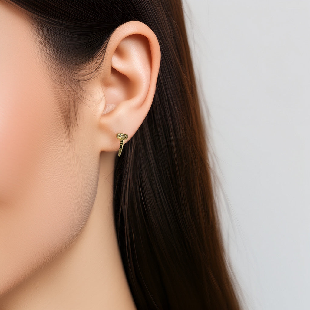 Gold Diamond Nail Stud Earrings Detail | Karma Blingz