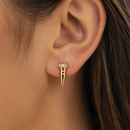 14K Yellow Gold Diamond Nail Stud Earrings Set (8 Diamonds)