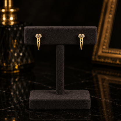14K Yellow Gold Diamond Nail Stud Earrings Set (8 Diamonds)