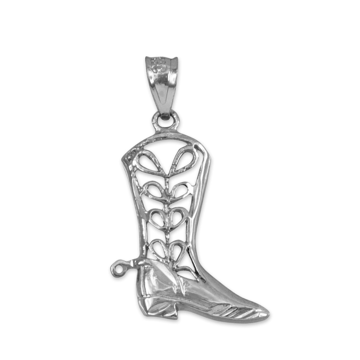 Gold Filigree Cowboy Boot Pendant Necklace (10K, 14K, yellow, white, rose gold)