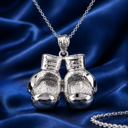 Sterling Silver Boxing Gloves DC Pendant Necklace