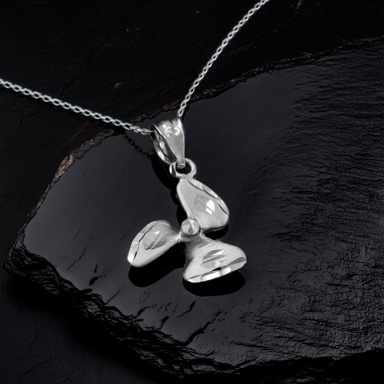 Sterling Silver Satin DC Rotor Propeller Charm Necklace