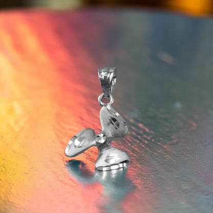 Sterling Silver Satin DC Rotor Propeller Charm Necklace