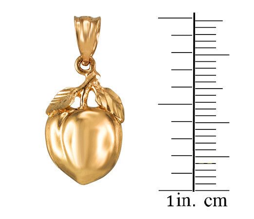 Gold Polished Peach Fruit Charm Pendant Necklace ZF-753