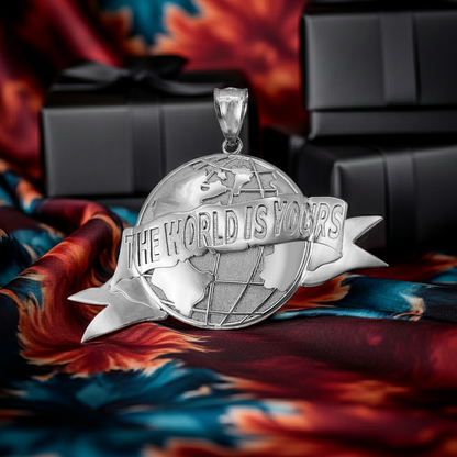 Gold 'The World Is Yours' Globe Pendant (yellow, white, rose, 10K, 14K)