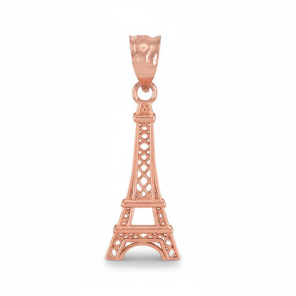 Gold Paris Eiffel Tower Charm Necklace (yellow, white, rose gold, 10k, 14k)