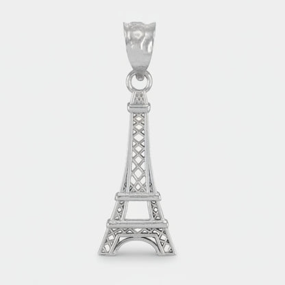 Gold Paris Eiffel Tower Charm Necklace (yellow, white, rose gold, 10k, 14k)