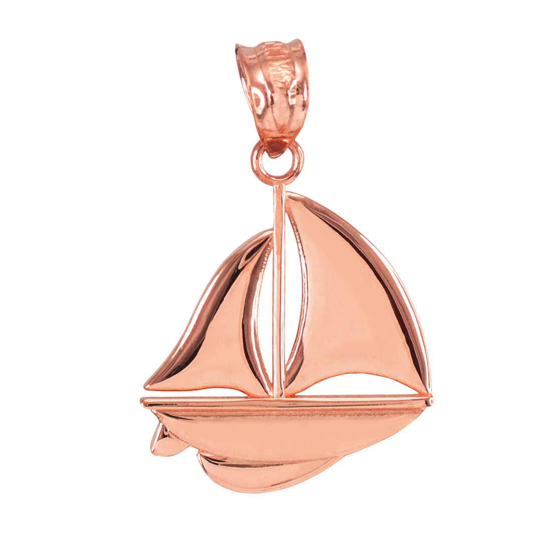 Polished Gold Sail Boat Pendant Necklace (10K, 14K, yellow, white, rose gold)