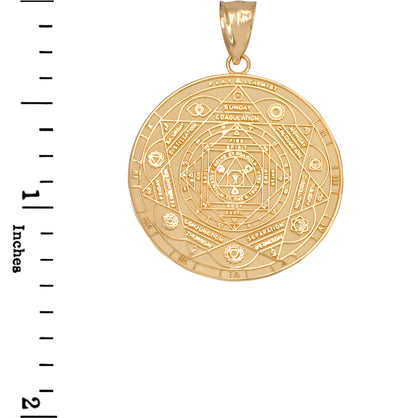 Gold Om 7 Chakra Calendar Yoga Meditation Pendant (S/M)