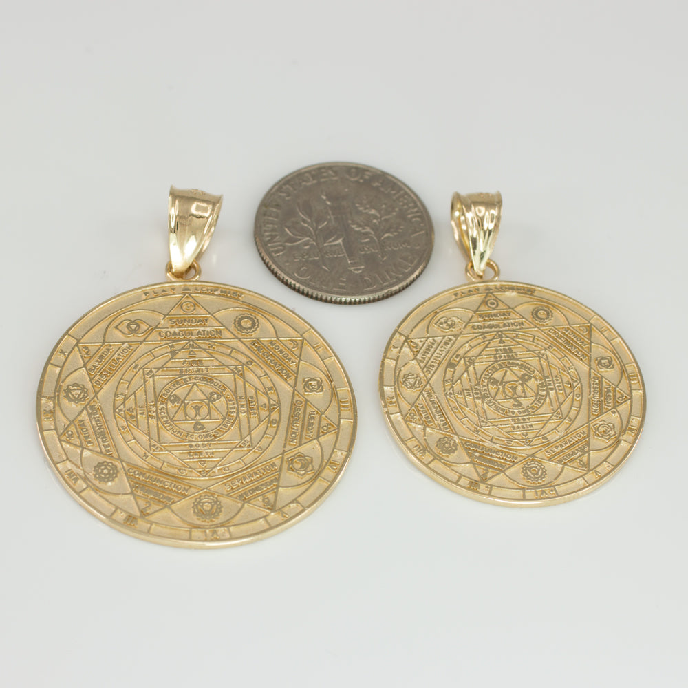 Gold Om 7 Chakra Calendar Yoga Meditation Pendant (S/M)