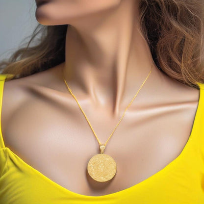 Gold Om 7 Chakras Calendar Yoga Meditation Necklace (yellow, white, rose gold)