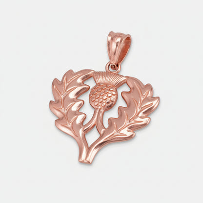 Gold Scottish Thistle Pendant Necklace (yellow, white, rose gold, 10k, 14k)