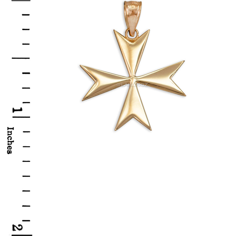 Gold Maltese Cross Pendant Necklace (yellow, white, rose gold)