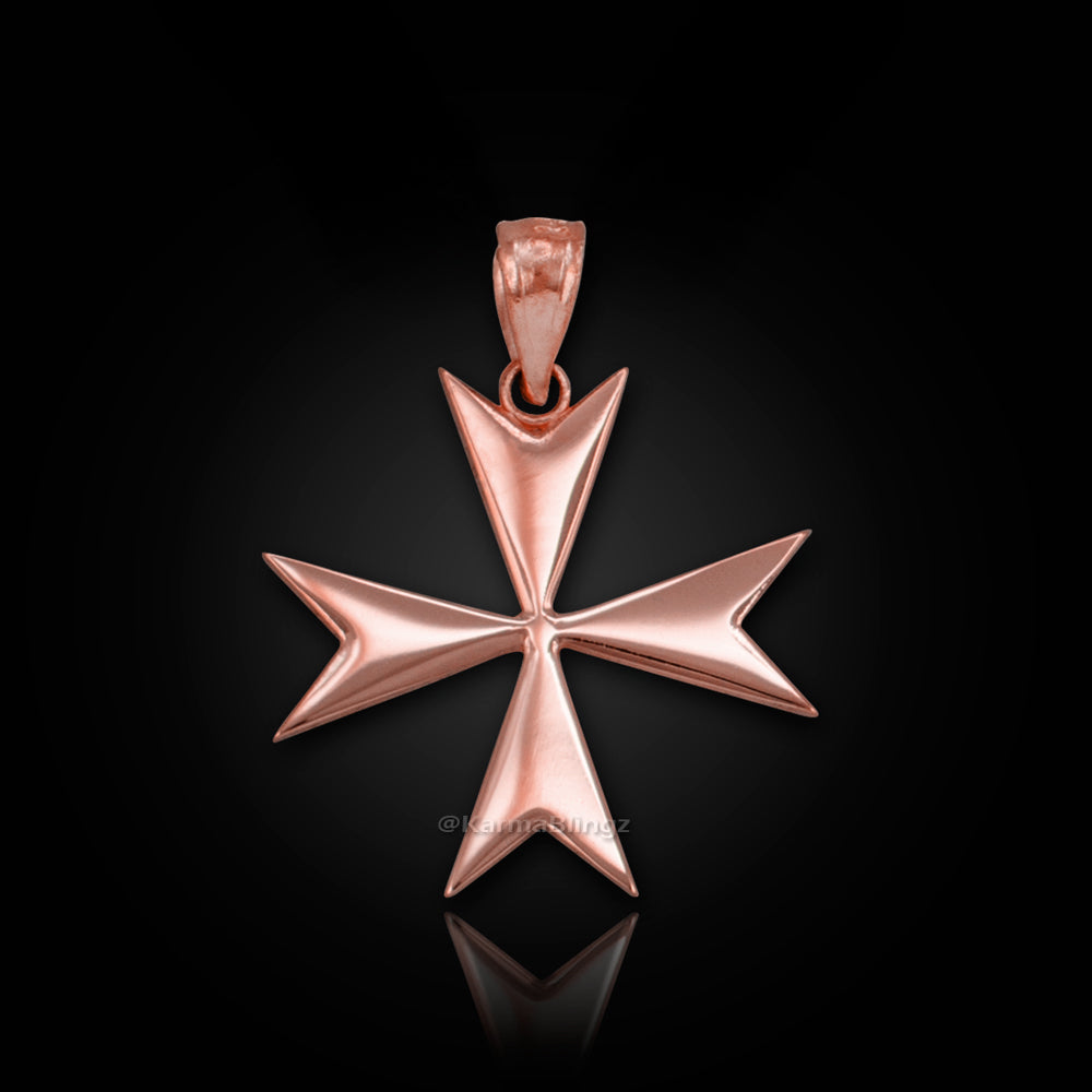 Gold Maltese Cross Pendant Necklace (yellow, white, rose gold)