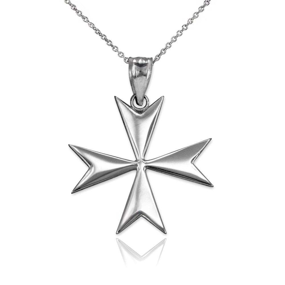 Sterling Silver Maltese Cross Pendant Necklace | Symbol of Courage, Honor, and Protection