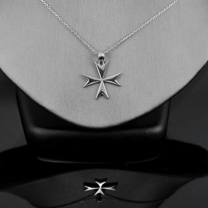 Sterling Silver Maltese Cross Pendant Necklace | Symbol of Courage, Honor, and Protection
