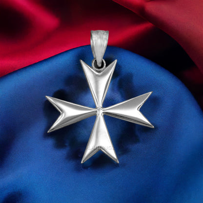Sterling Silver Maltese Cross Pendant Necklace | Symbol of Courage, Honor, and Protection