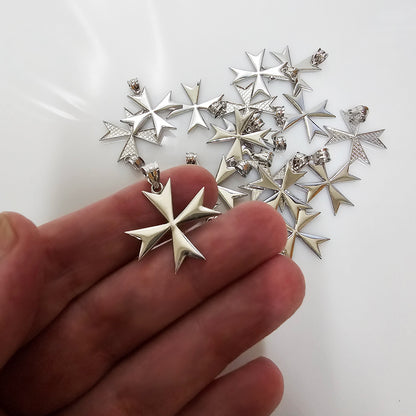 Sterling Silver Maltese Cross Pendant Necklace | Symbol of Courage, Honor, and Protection
