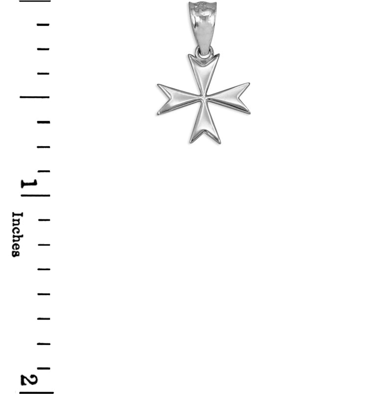Sterling Silver Maltese Cross Womens Tiny Charm Necklace