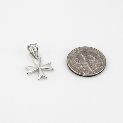 Sterling Silver Maltese Cross Womens Tiny Charm Necklace