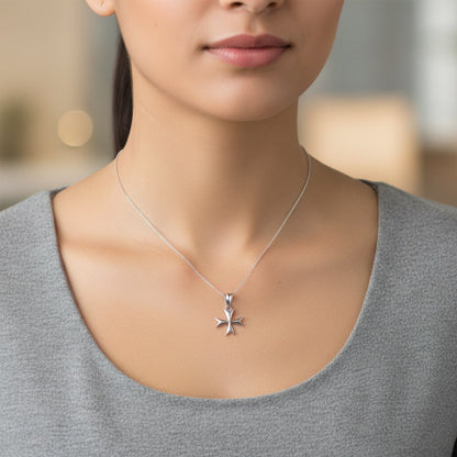 Sterling Silver Maltese Cross Womens Tiny Charm Necklace