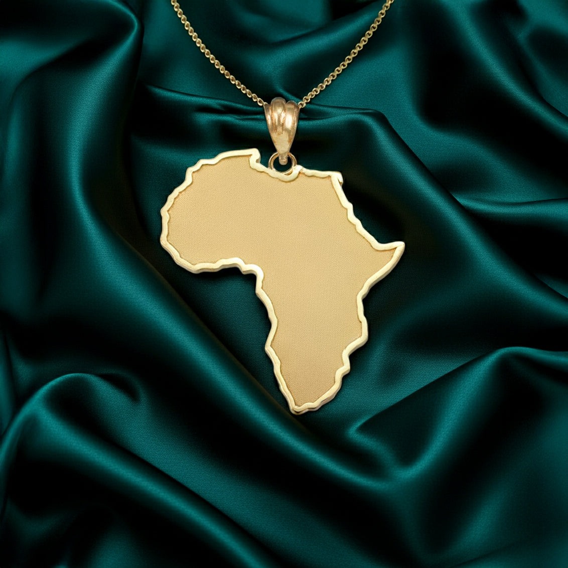 Gold Africa Map Pendant Necklace (10K, 14K, yellow, white, rose gold)