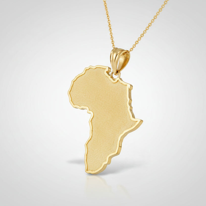 Gold Africa Map Pendant Necklace (10K, 14K, yellow, white, rose gold)