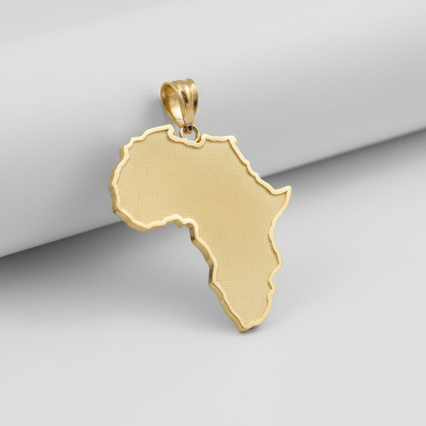 Gold Africa Map Pendant Necklace (10K, 14K, yellow, white, rose gold)