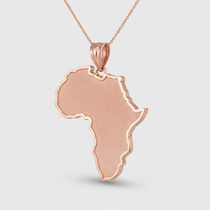 Gold Africa Map Pendant Necklace (10K, 14K, yellow, white, rose gold)