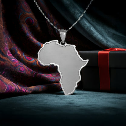 Gold Africa Map Pendant Necklace (10K, 14K, yellow, white, rose gold)