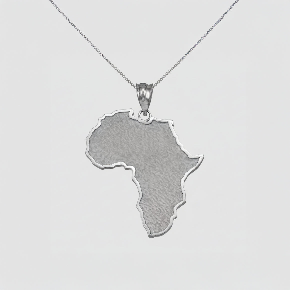Gold Africa Map Pendant Necklace (10K, 14K, yellow, white, rose gold)