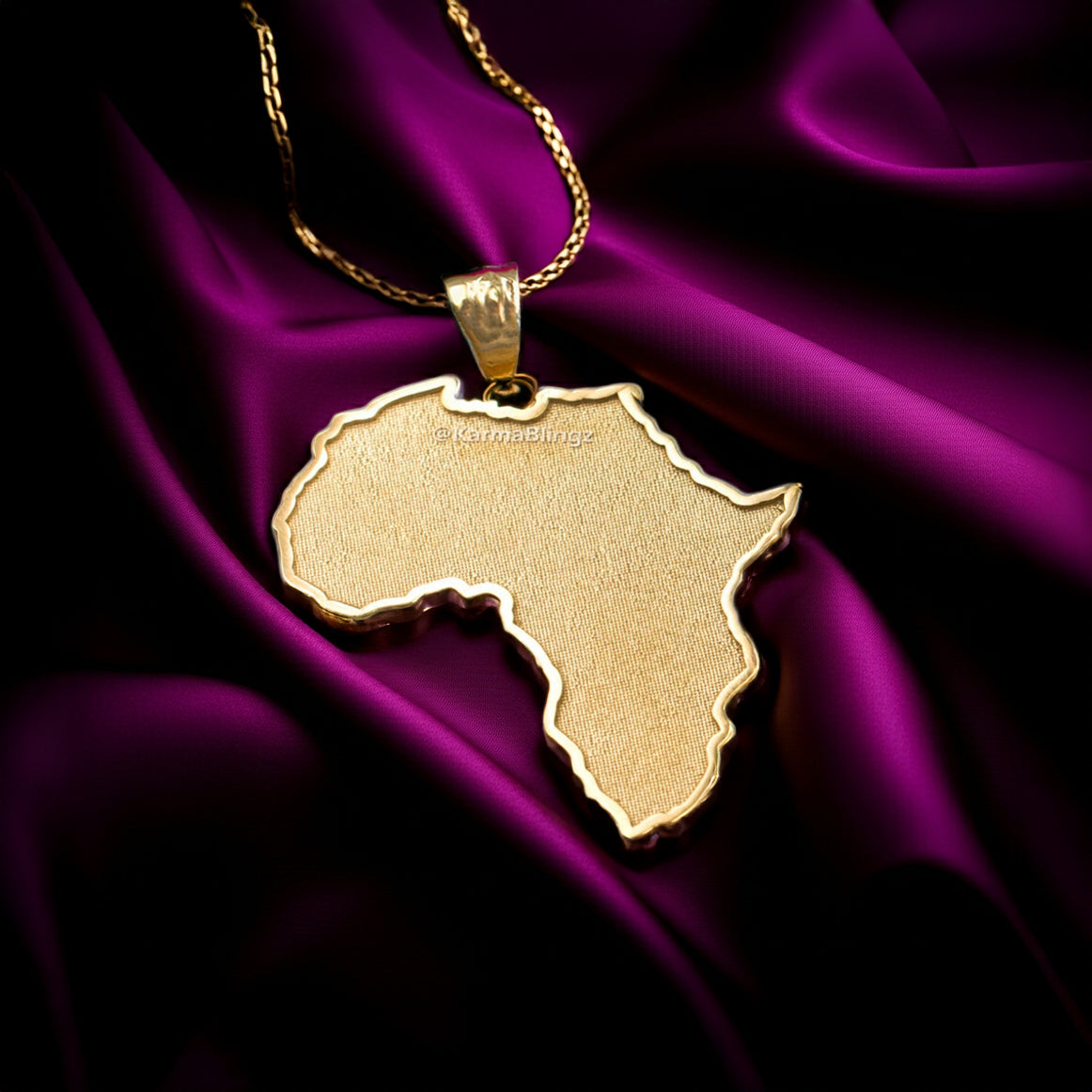 Gold Africa Map Pendant Necklace (10K, 14K, yellow, white, rose gold)